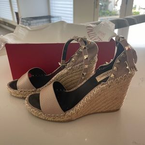 Valentino Garavani Rockstud Double Espadrille Wedge size 38